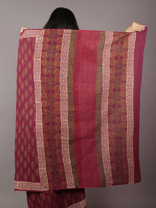 Gingerbread Maroon Ivory Green Hand Block Printed in Cotton Mul Saree - S031701775