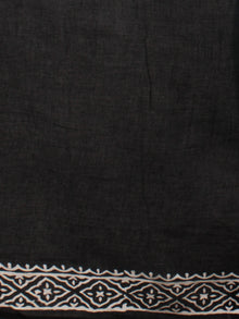 Black White Grey Hand Block Printed in Cotton Mul Saree - S031701776