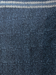 Indigo Ivory Hand Block Printed in Cotton Mul Saree - S031701777