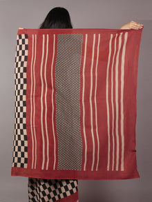 Black Beige Maroon Hand Block Printed in Cotton Mul Saree - S031701778