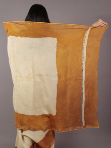 Mustard Ivory Hand Block Painted in Natural Colors Chanderi Saree - S031701782