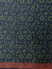 Blue Green Yellow Red Hand Block Printed in Cotton Mul Saree - S031701785