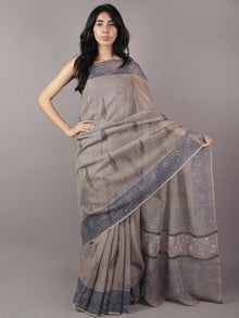 Kashish Ivory Light Blue Hand Block Printed Kota Doria Saree in Natural Colors - S031701791