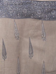 Kashish Ivory Light Blue Hand Block Printed Kota Doria Saree in Natural Colors - S031701791