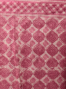 Deep Pink Ivory Hand Block Printed Kota Doria Saree in Natural Colors - S031701794