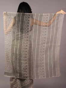 Kashish Ivory Deep Green Hand Block Printed Kota Doria Saree in Natural Colors - S031701797