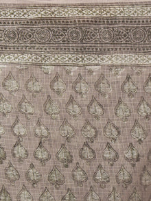 Kashish Ivory Deep Green Hand Block Printed Kota Doria Saree in Natural Colors - S031701797