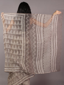 Kashish Ivory Hand Block Printed Kota Doria Saree in Natural Colors - S031701799
