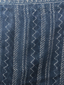 Indigo White Hand Block Printed Kota Doria Saree in Natural Colors - S031701804