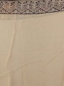 Black Beige Maroon Hand Block Printed Chiffon Saree - S031701809