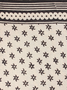 Beige Black Cotton Hand Block Printed Saree - S03170181