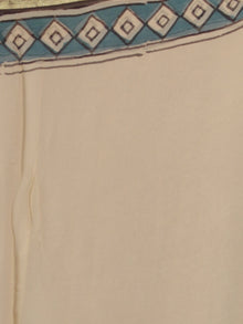 Black Beige Maroon Hand Block Printed Chiffon Saree - S031701810