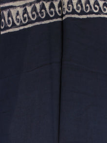 Deep Indigo White Hand Block Printed Chiffon Saree - S031701811