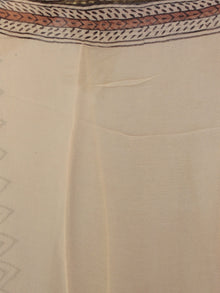 Beige Black Maroon Hand Block Printed Chiffon Saree - S031701813