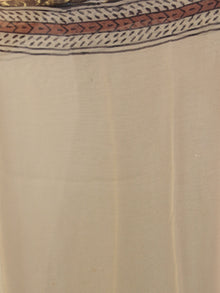 Black Beige Maroon Hand Block Printed Chiffon Saree - S031701818