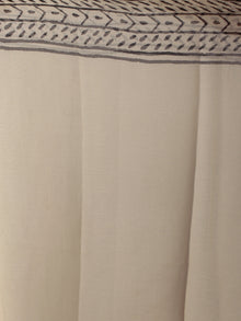 Beige Indigo Black Hand Block Printed Chiffon Saree - S031701822