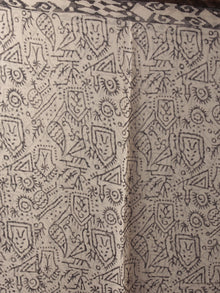 Black Beige Maroon Hand Block Printed Chiffon Saree - S031701830