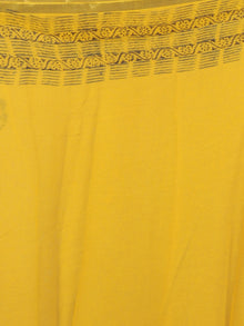 Mustard Yellow Teal Green Black Hand Block Printed Chiffon Saree - S031701835