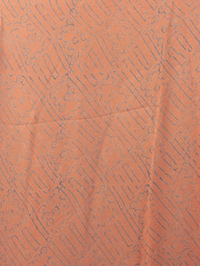 Coral Pink Teal Blue Black Hand Block Printed Chiffon Saree - S031701836