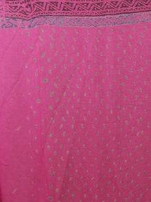 Pink Green Hand Block Printed Chiffon Saree - S031701847