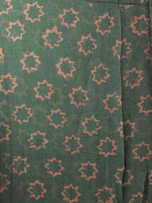 Hunter Green Pink Hand Block Printed Chiffon Saree - S031701864