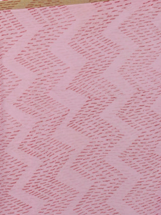 Baby Pink Purple Green Hand Block Printed Chiffon Saree - S031701868