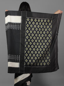 Black White Grey Ikat Handwoven Pochampally Mercerized Cotton Saree - S031701906