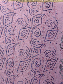 Lavender Blue Hand Block Printed Chiffon Saree - S031701882