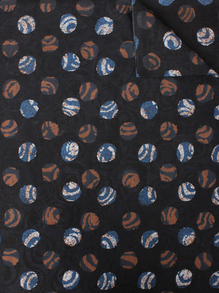 Black Brown Indigo Beige Hand Block Printed Cotton Cambric Fabric Per Meter - F0916411