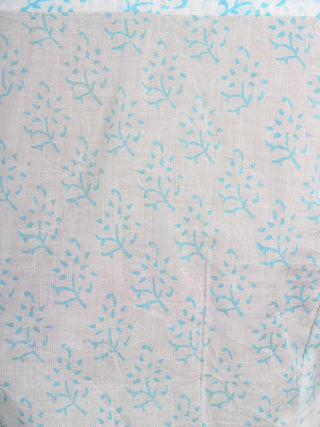 White Blue Hand Block Printed Shirt- S3517019