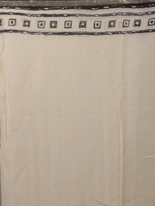 Beige Maroon Black Hand Block Printed Chiffon Saree - S031701883