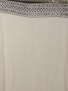 Beige Maroon Black Teal Blue Hand Block Printed Chiffon Saree - S031701892
