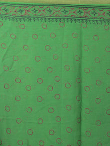 Green Blue Maroon Hand Block Printed Chiffon Saree - S031701897