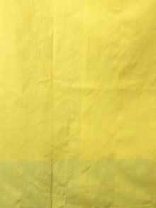 Ivory Purple Green Yellow Double Ikat Handwoven Ganga Jamuna Border Pochampally Cotton Saree - S031701910