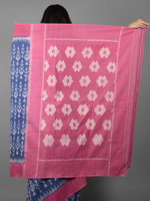 Royal Blue Grey Pink Ikat Handwoven Pochampally Cotton Saree - S031701912