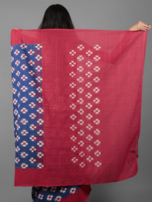 Royal Blue Maroon Ivory Double Ikat Handwoven Pochampally Cotton Saree - S031701919