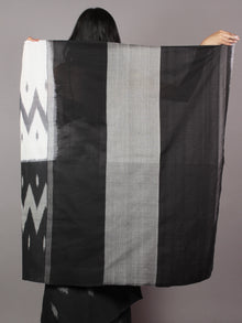 Ivory Black Grey Ikat Handwoven Pochampally Mercerized Cotton Saree - S031701922