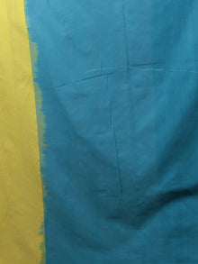 Indigo Pastel Yellow Teal Blue Ikat Handwoven Ganga Jamuna Border Pochampally Cotton Saree - S031701929