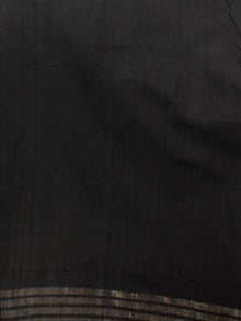 Rust Black Ivory Grey Ikat Handwoven Pochampally Cotton Saree With Zari Border - S031701935