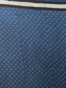 Indigo Ivory Black Bagru Dabu Hand Block Printed in Cotton Mul Saree - S031701947