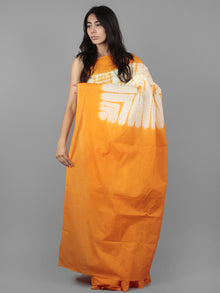 Orange Ivory Hand Shibori Dyed Cotton Mul Saree  - S031701954
