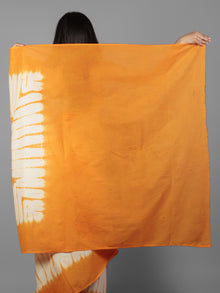Orange Ivory Hand Shibori Dyed Cotton Mul Saree  - S031701954