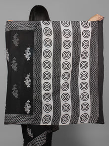 Black White Grey Hand Block Printed in Cotton Mul Saree - S031701958