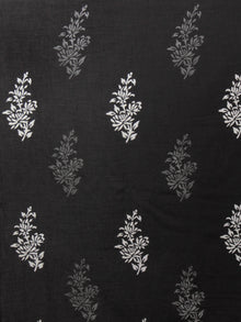 Black White Grey Hand Block Printed in Cotton Mul Saree - S031701958