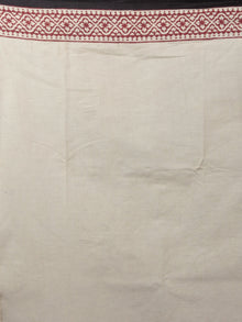 Beige Black Maroon Hand Block Printed Cotton Mul Saree - S031701961