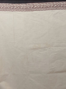 Beige Black Maroon Hand Block Printed Cotton Mul Saree - S031701962