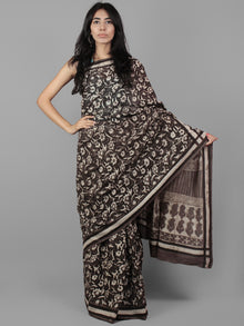 Kashish Ivory Black Bagru Dabu Hand Block Printed in Cotton Mul Saree - S031701963