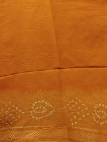 Orange Yellow Ivory Hand Tie & Dye Bandhej Glace Cotton Saree With Resham Border - S031701970