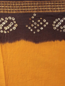 Orange Brown Ivory Hand Tie & Dye Bandhej Glace Cotton Saree With Resham Border - S031701977