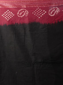 Black Maroon Ivory Hand Tie & Dye Bandhej Glace Cotton Saree With Resham Border - S031701984